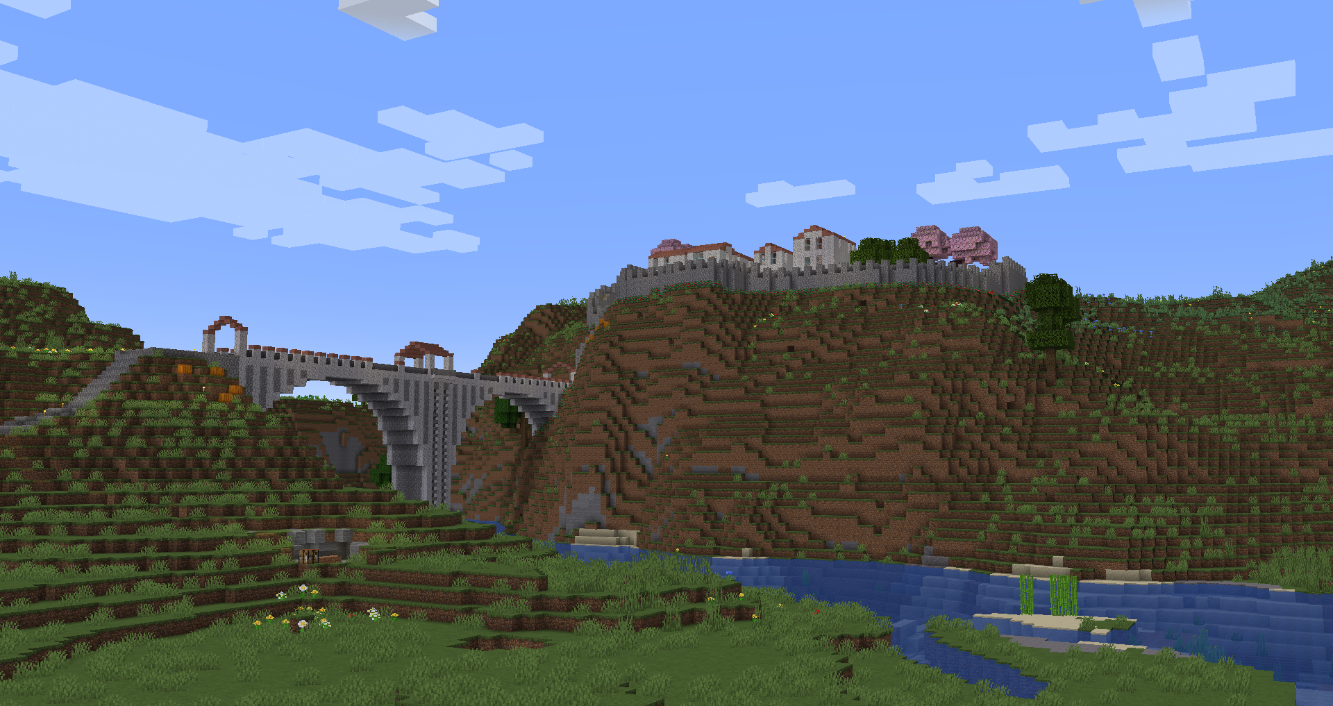 The valley-spanning bridge by the city on the hill